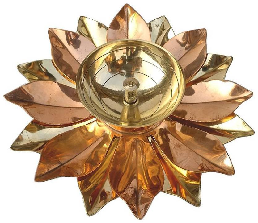 

Susajjit Decor Brass And Copper Lotus Shape Akhand Diya Kamal Patti Diya