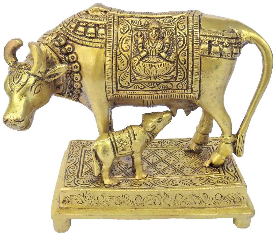 

Susajjit Decor Decorative Cow And Calf Showpiece Standing On A Chowki Have A Beatiful Carving