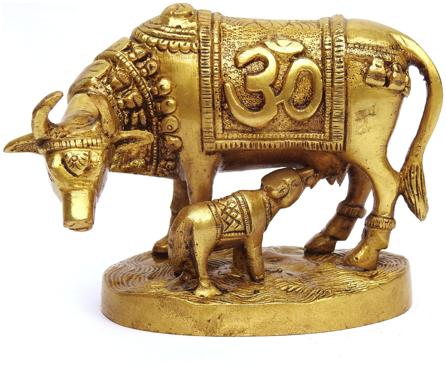 

Susajjit Decor Kamdhenu Cow And Calf Pooja Mandir Idol - Home Decor Gift Statue Decorative Showpiece
