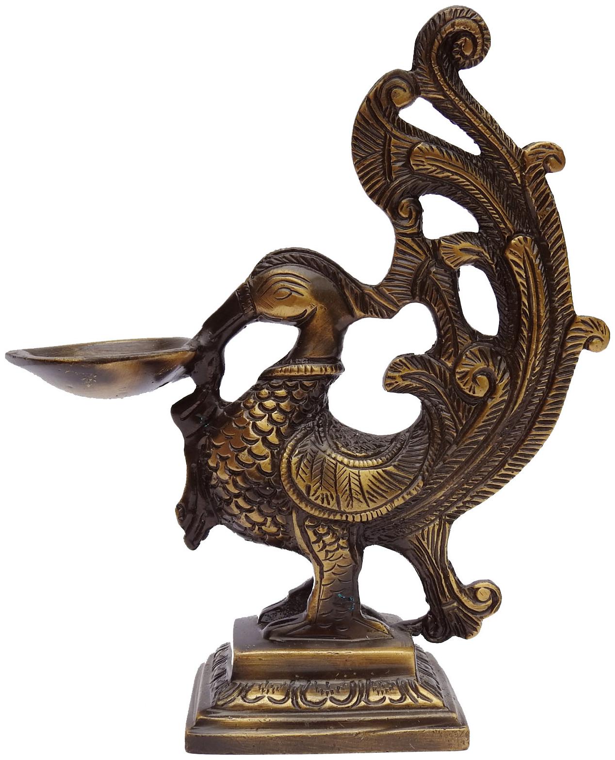 

Susajjit Decor Brass Table Diya Decorative Peacock Oil Diya
