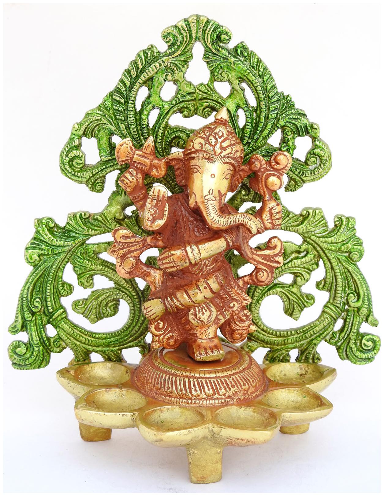 

Susajjit Decor Brass Oil Diya With Ganesha Dancing Figure Unique For Decoration(Idol)