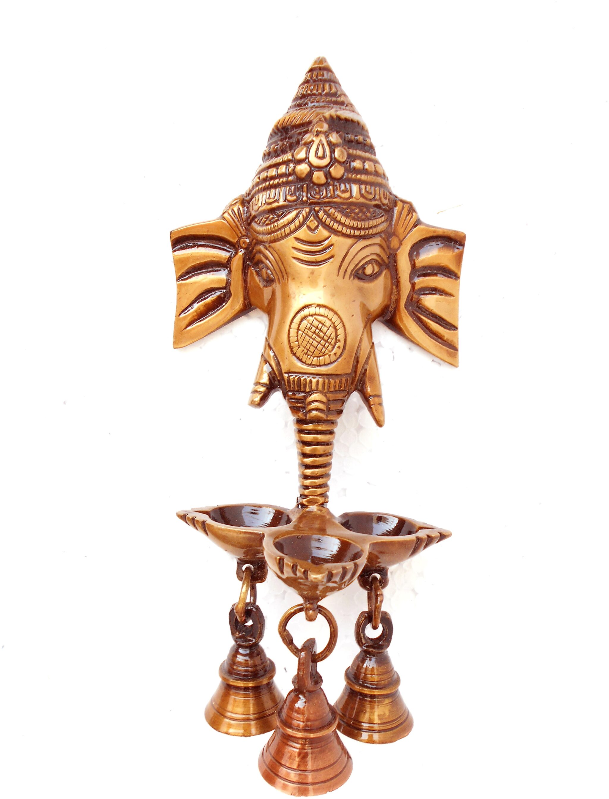 

Susajjit Decor Ganesha Face Three Wicks Oil Hanging Lamp For Wall