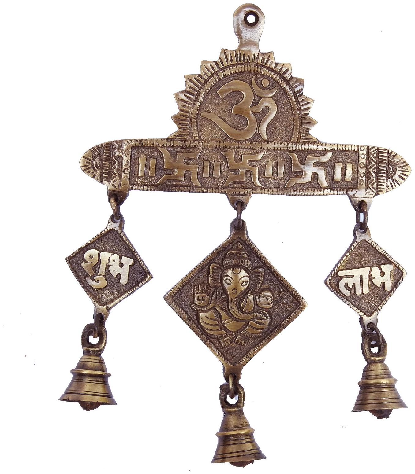 

Susajjit Decor Religious Wall Hanging Of Subh Ganesh And Labh Made Of Brass