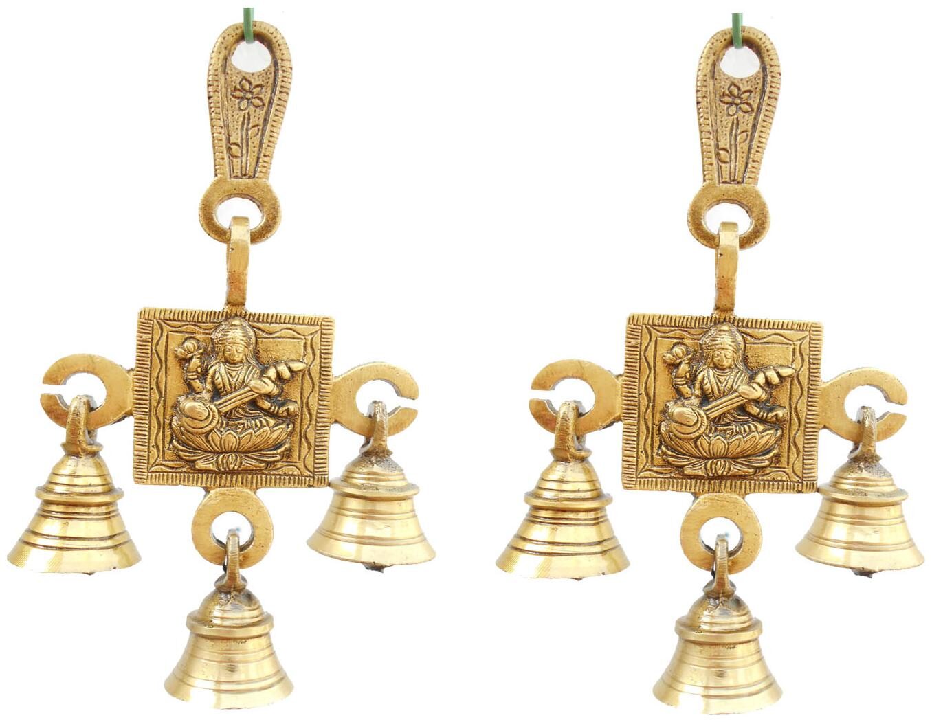 

Susajjit Decor Saraswati Ji Hanging Bells Set Brass Decorative Bell