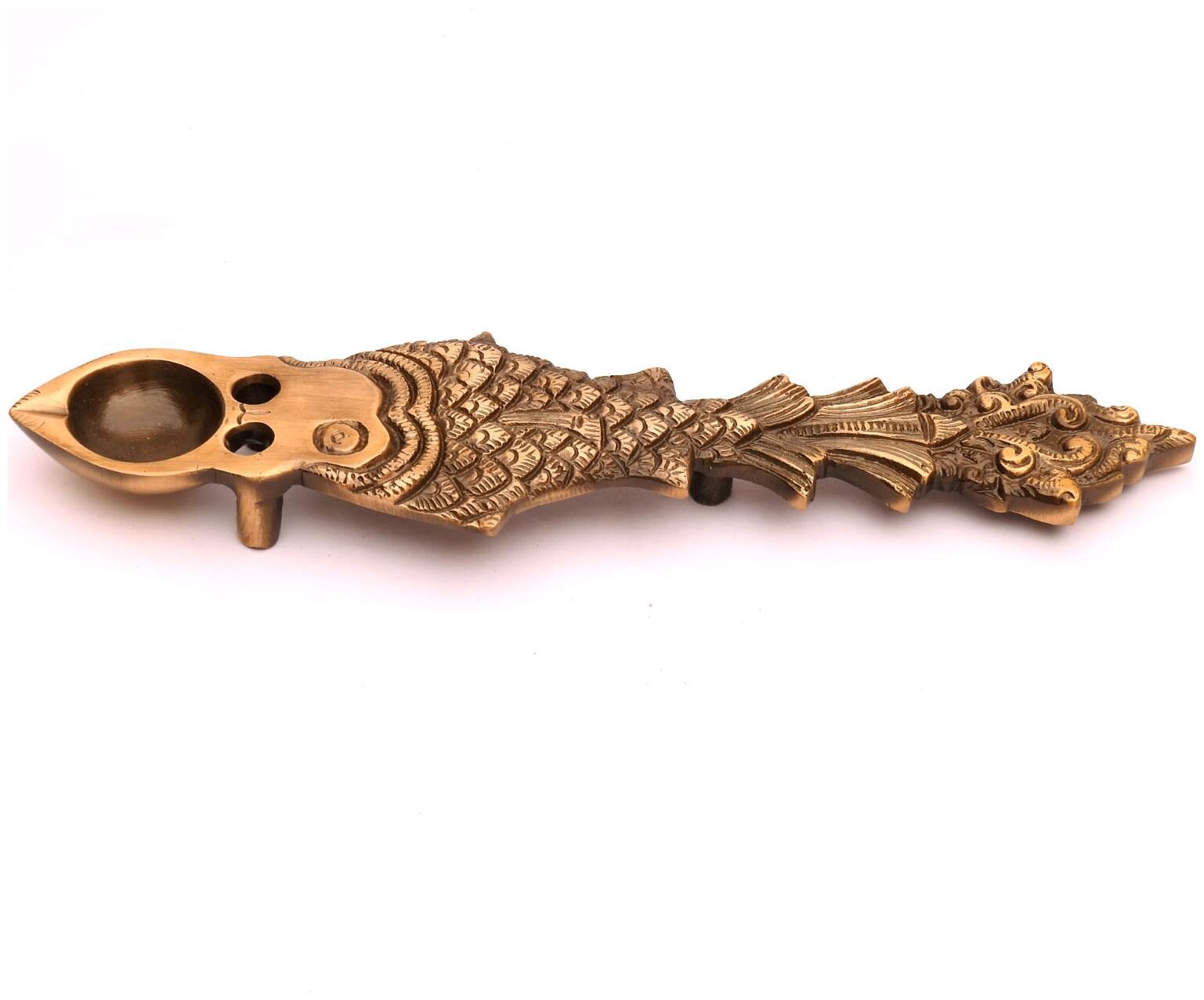 

Susajjit Decor Brass Diya Hawan Spoon Fish Hawan Spoon Pooja Accessories