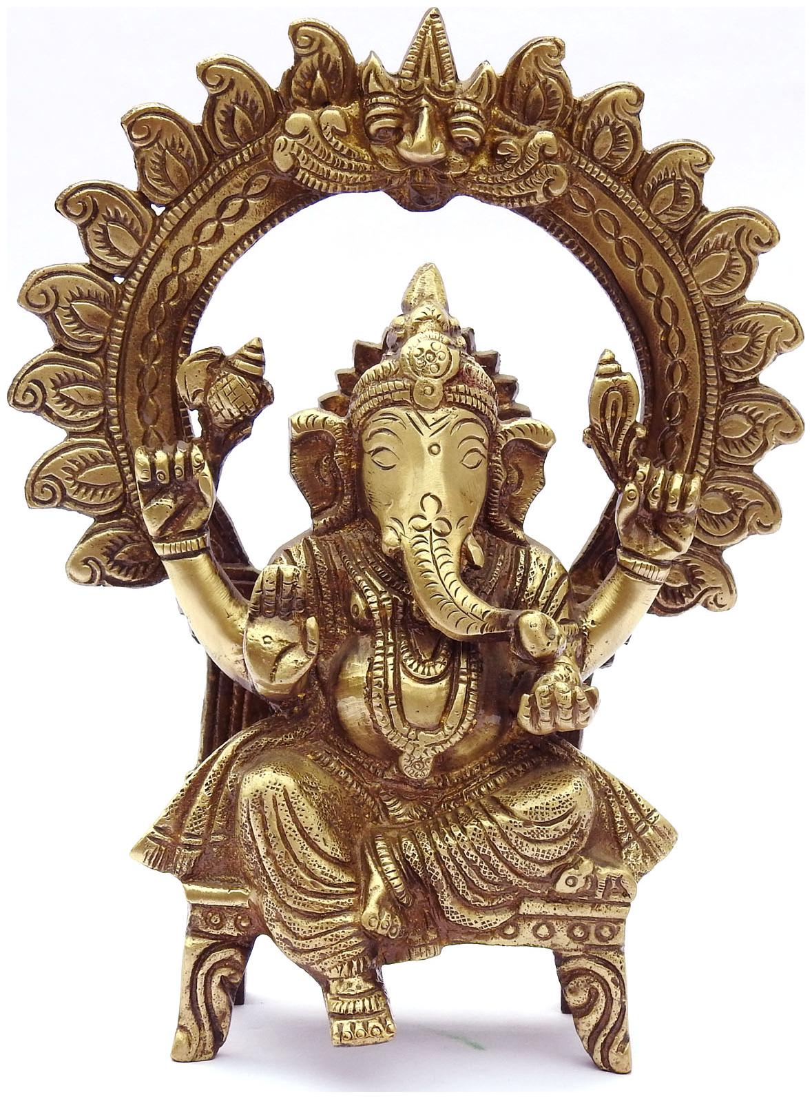 

Susajjit Decor Lord Ganesha Brass Statue Decorative Showpiece Made of Brass In Antique Finish Home Decor
