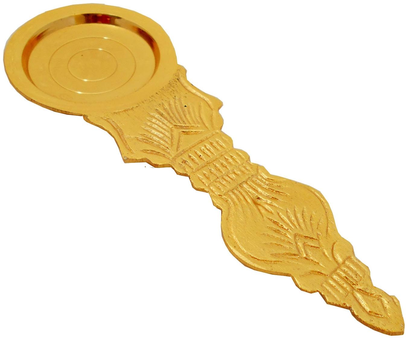 

Susajjit Decor Brass Made Kapor Arti Spoon Pooja Accessories In Golden Finish