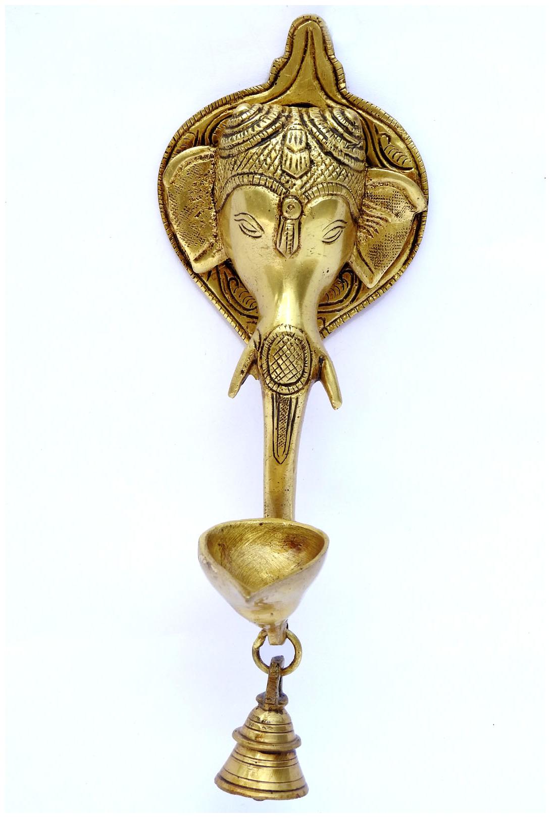 

Susajjit Decor Ganesha Wall Diya With Bell Made Of Brass