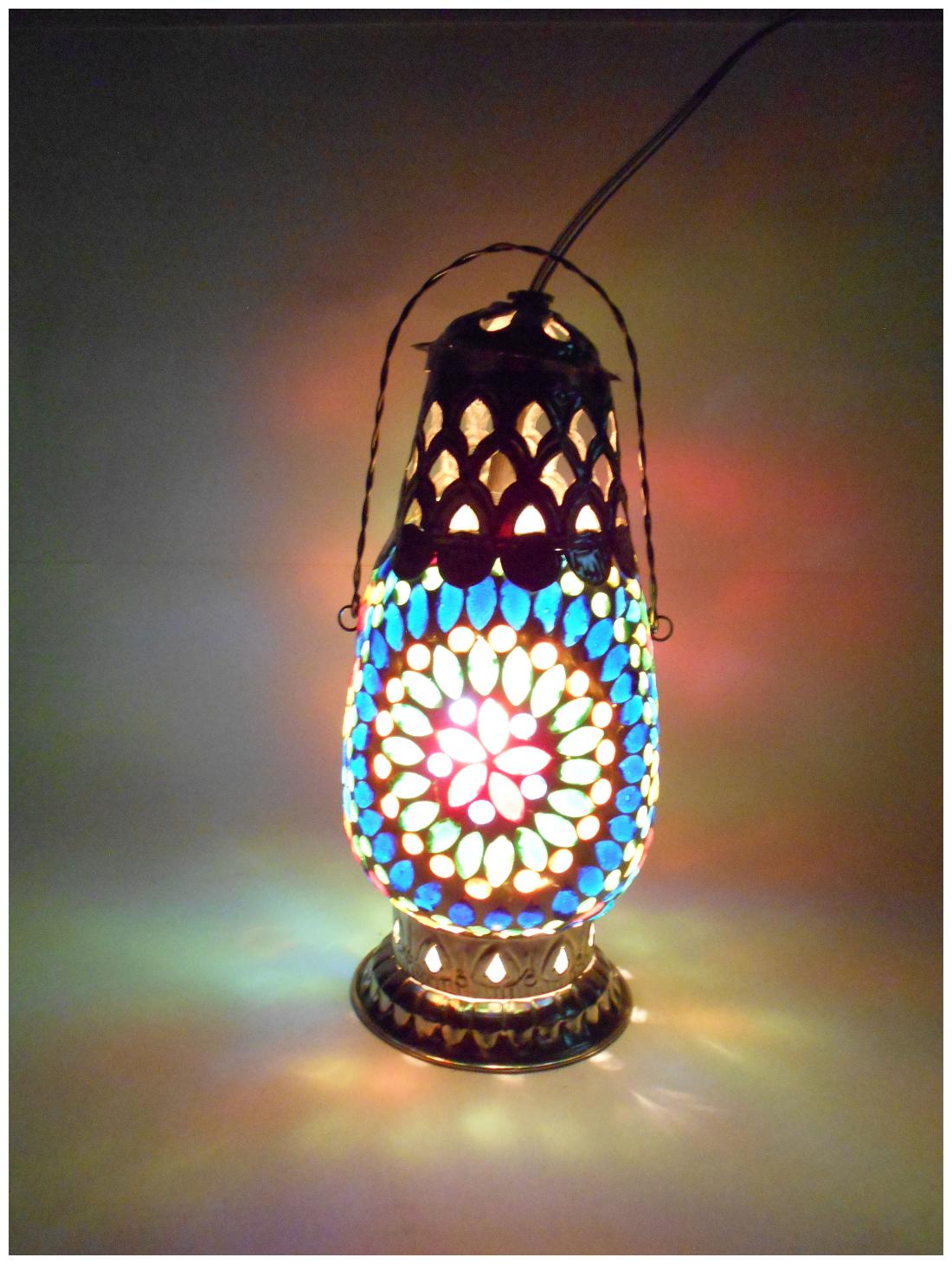 

Susajjit Lanten Style Decorative Lovely Mosaic art Lantern beautiful colorful Table Lamp Showpiece Stylish Hanging Lamp for Indoor Outdoor Decoration