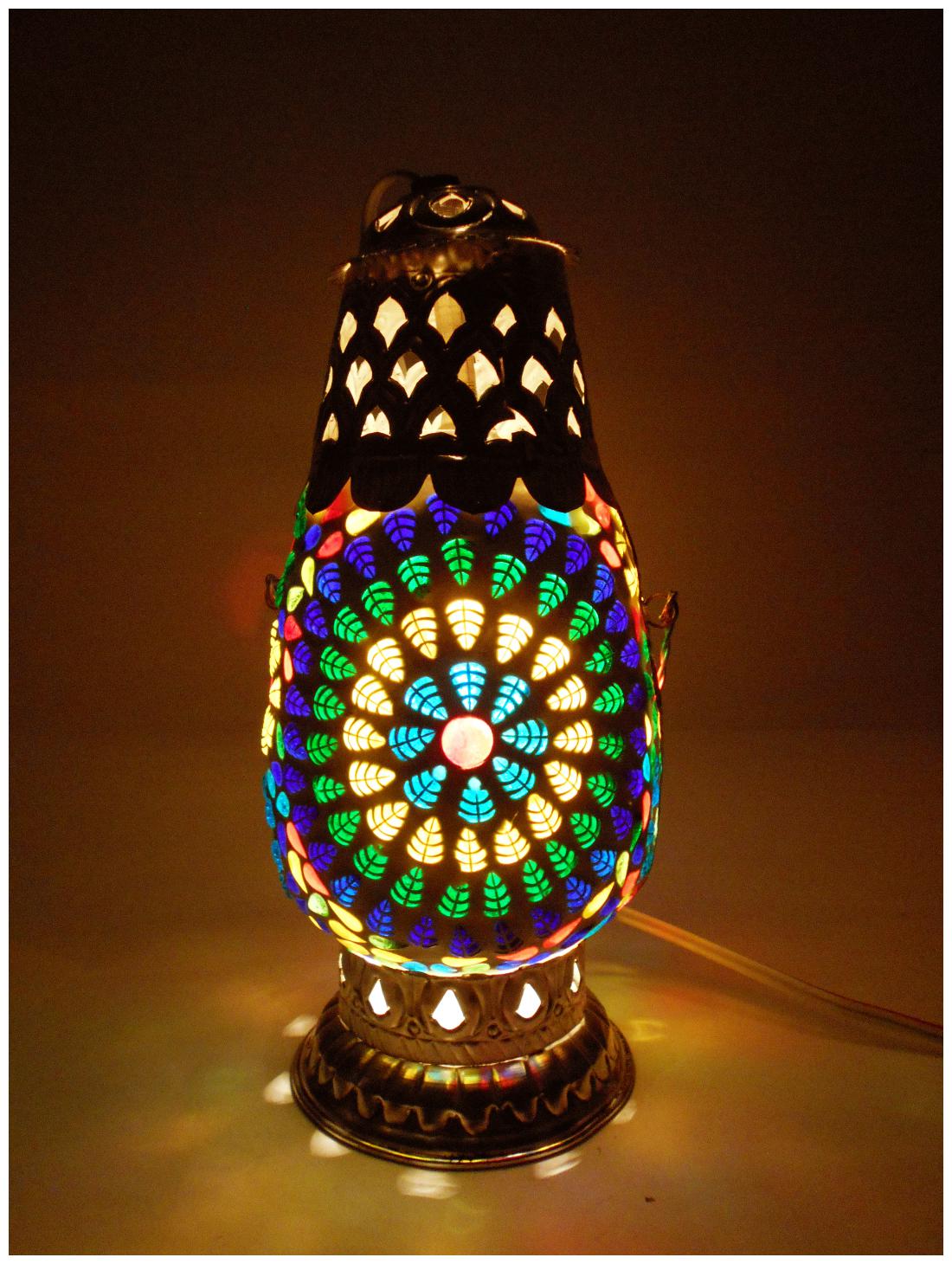 

Susajjit Lovely Night Lamp Decorative Showpiece Table Lamp Splendid Mosaic work Hanging Lamp Lantern Night Lamp