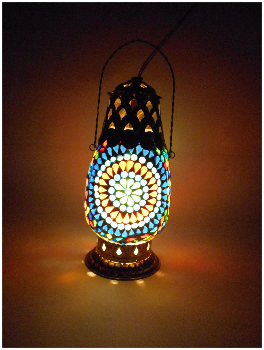 

Susajjit Vinatge style Lantern with beautiful mosaic work Decorative colorful Table ware showpiece Lalten style Night Lamp for corner of your living Room