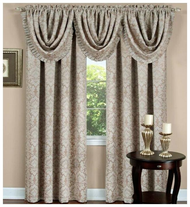 

Sutton Tan Damask Curtain 52 84 Panel set of two NIP (no valance)