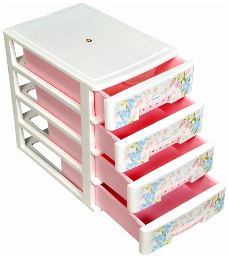 

SWADEC Deluxe Tuckins-14 Plastic Storage Drawer 4 Drawers Pink