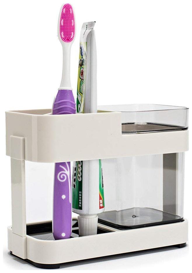 

SWADEC Toothbrush Toothpaste Stand Holder Bathroom Storage Organizer Plastic (1 Cups)