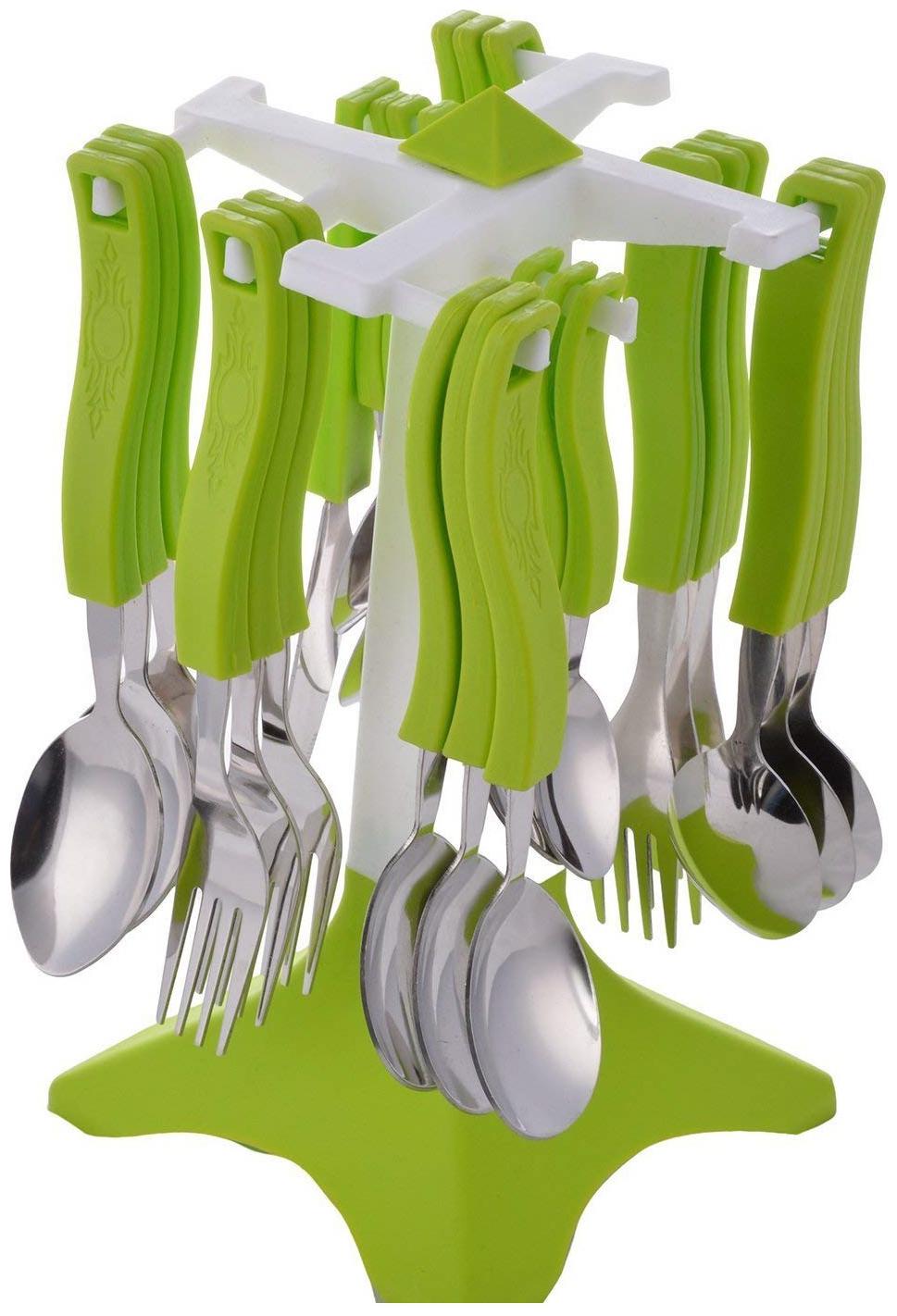 

Swastik Stainless Steel Cutlery Spoon Fork Set of 24 pcs Any Color By ShopSwipe