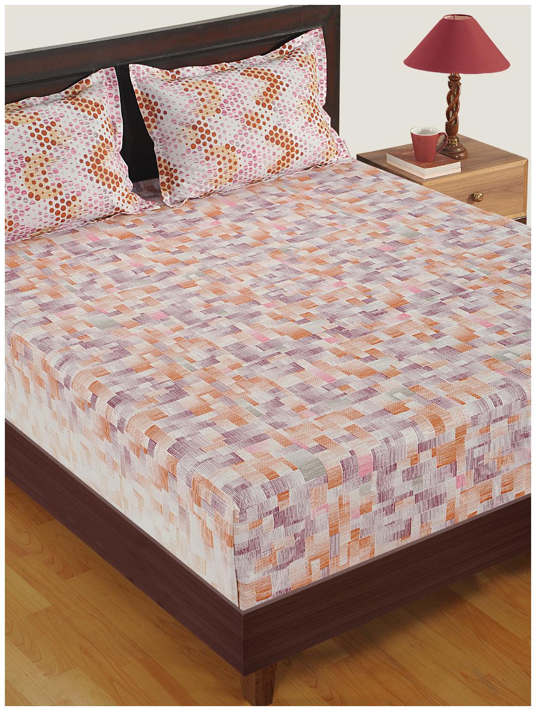 

Swayam Cotton Geometric Single Size Bedsheet 180 TC ( 1 Bedsheet With 1 Pillow Covers Multi )