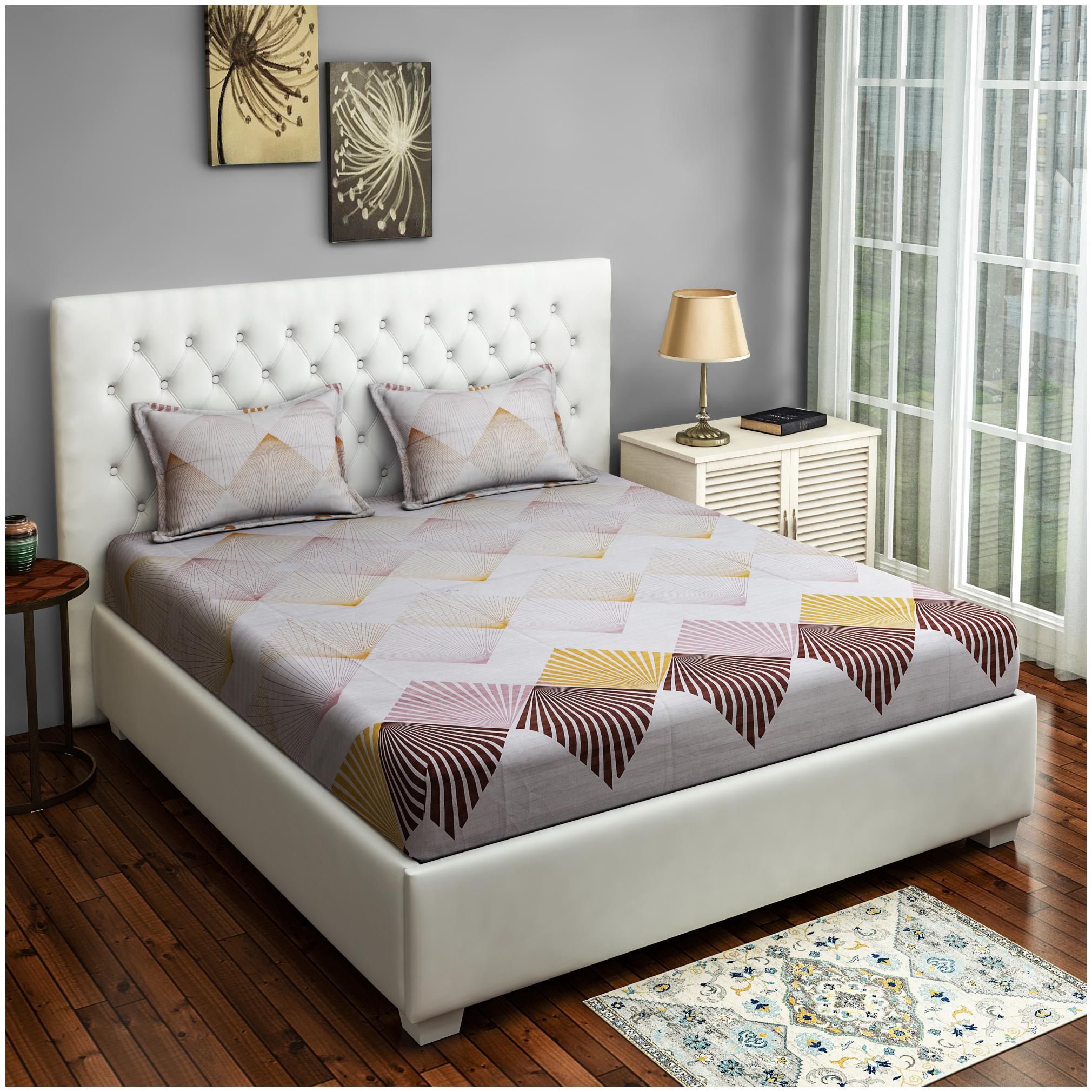 

Swayam Cotton Geometric Double Size Bedsheet 250 TC ( 1 Bedsheet With 2 Pillow Covers White )