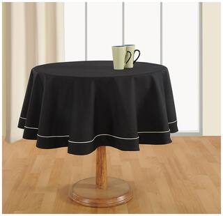 SWAYAM Black  6 Seater Round Table Cover