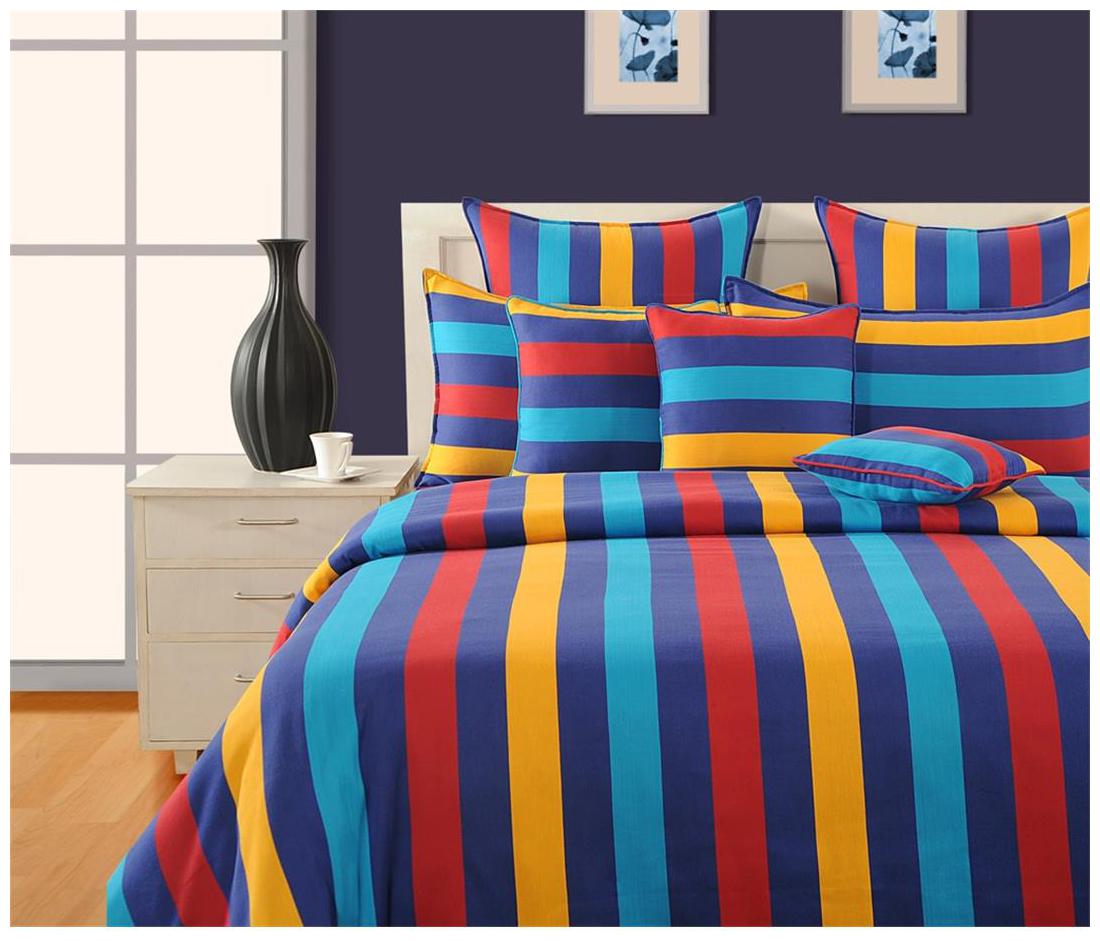 

Swayam Cotton Geometric Double Size Bedsheet 200 TC ( 1 Bedsheet With 2 Pillow Covers Blue )