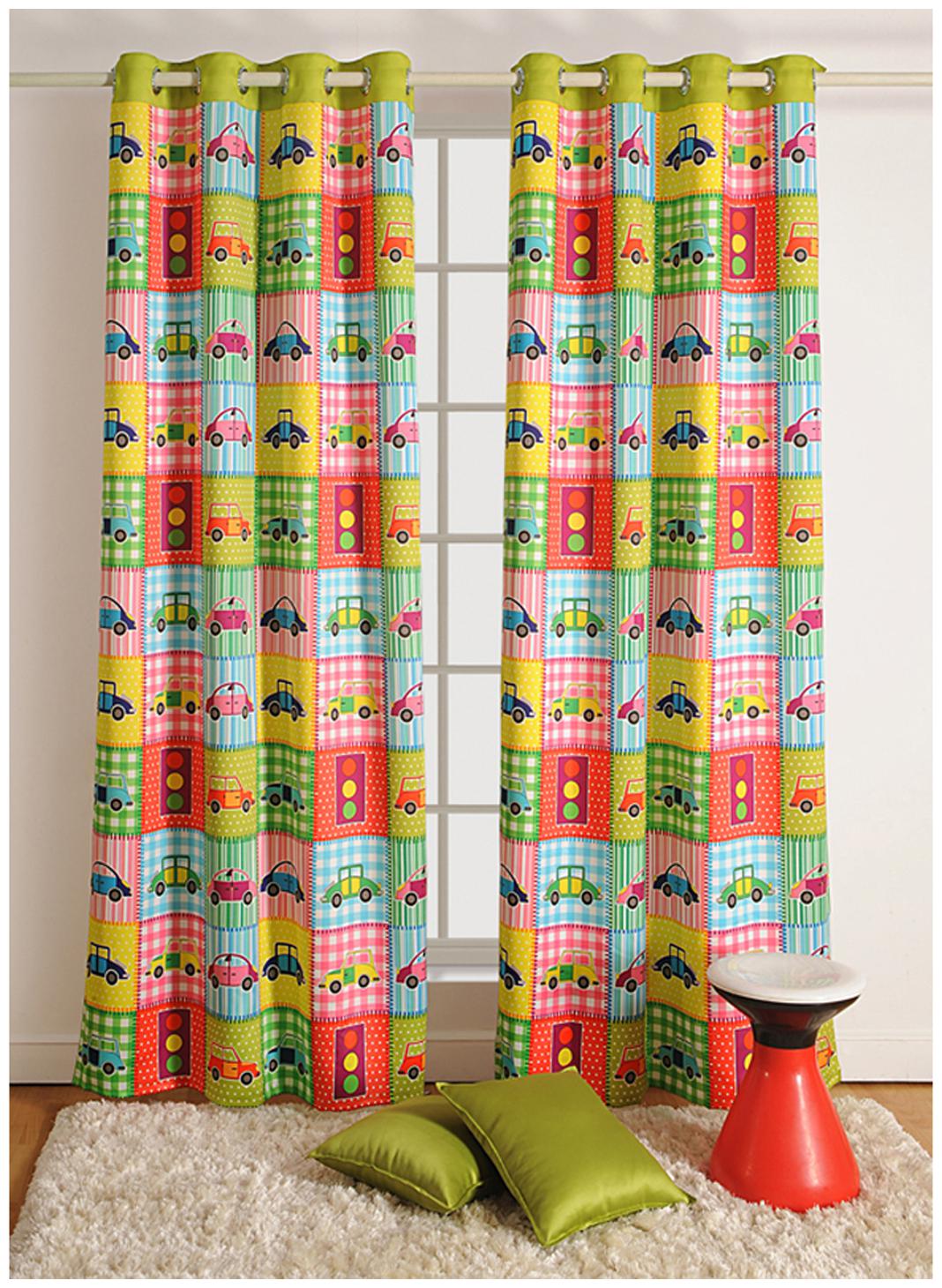

Swayam Silk Window Blackout Multi Regular Curtain ( Eyelet Closure Printed )