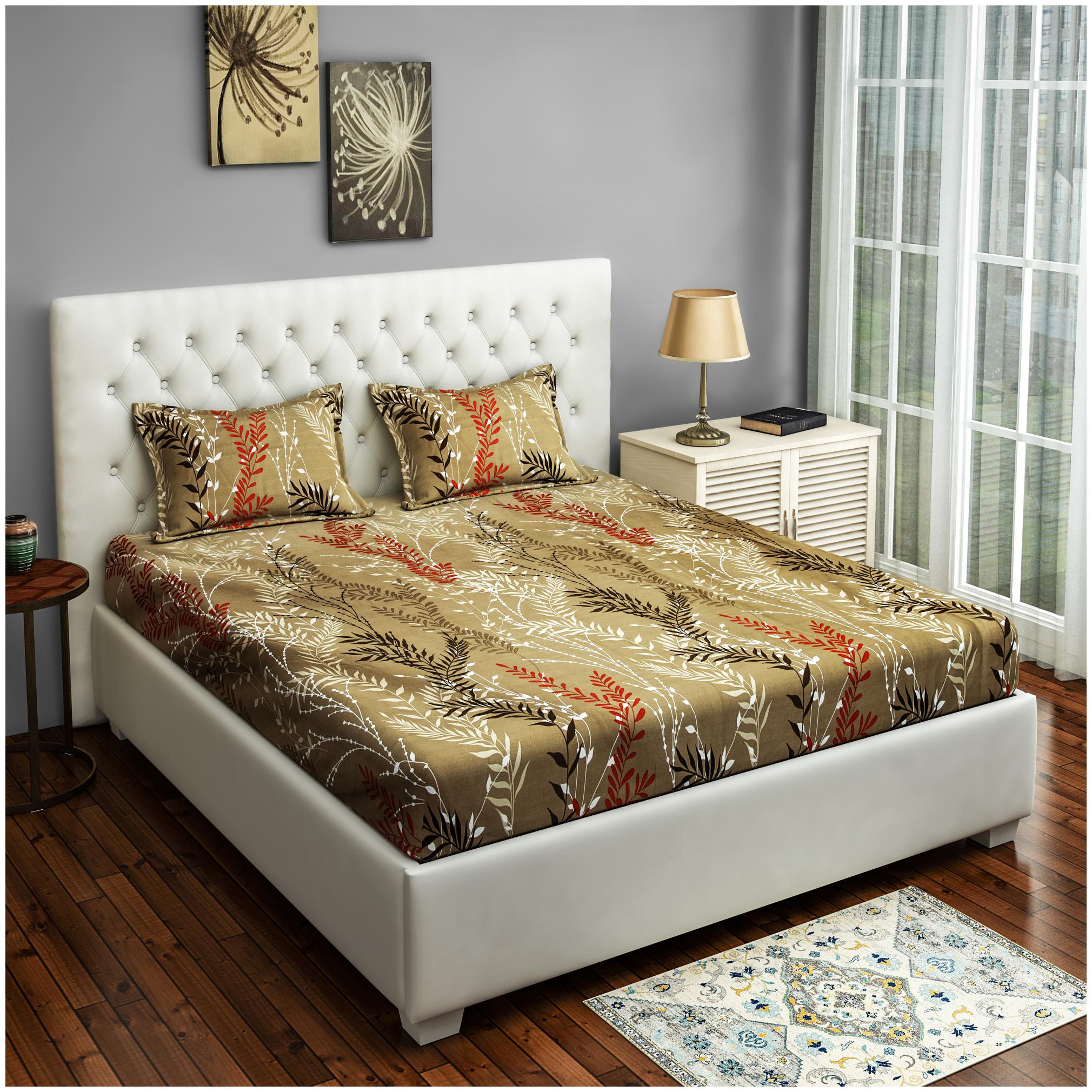 

Swayam Cotton Abstract Double Size Bedsheet 250 TC ( 1 Bedsheet With 2 Pillow Covers Grey )