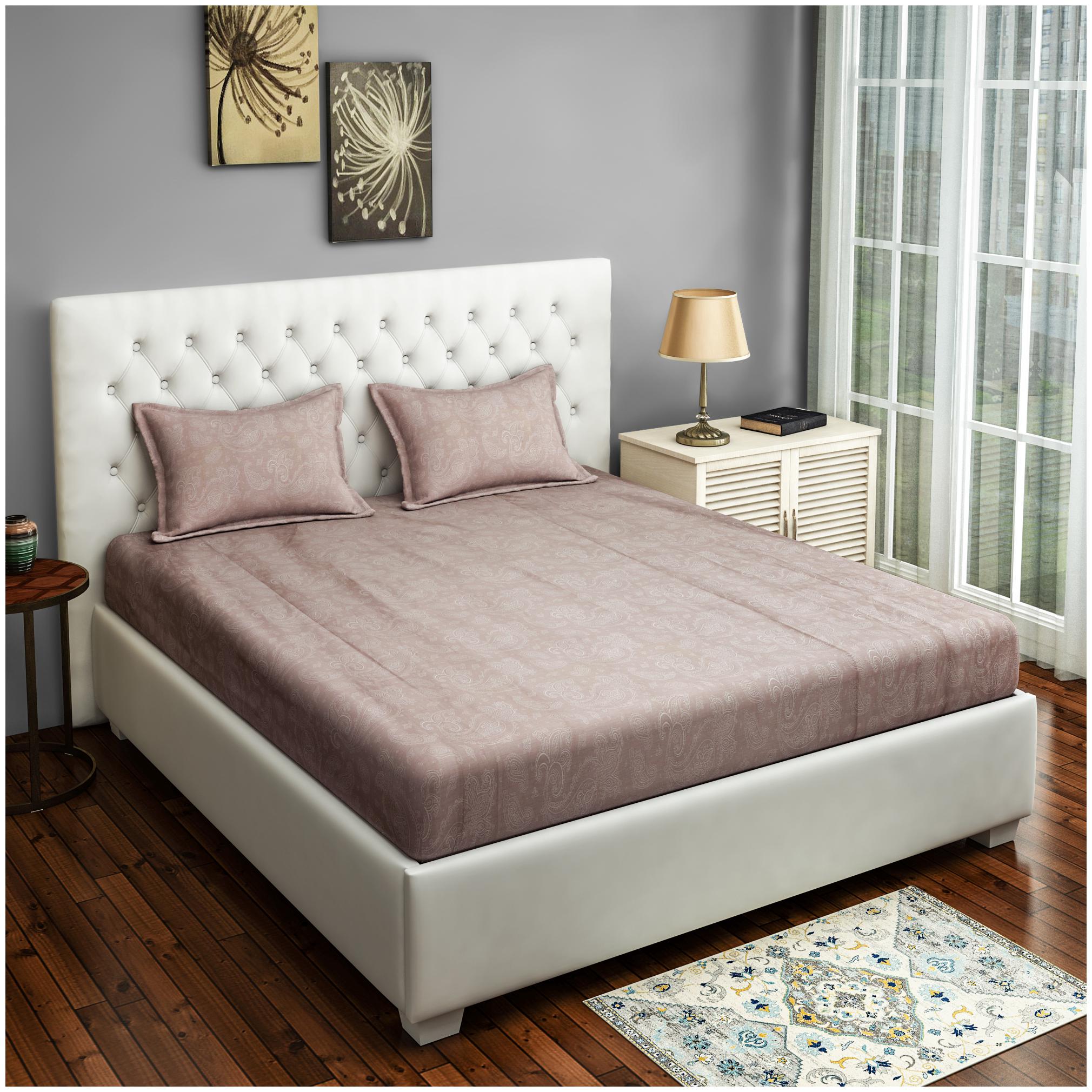 

Swayam Cotton Floral Double Size Bedsheet 250 TC ( 1 Bedsheet With 2 Pillow Covers Grey )