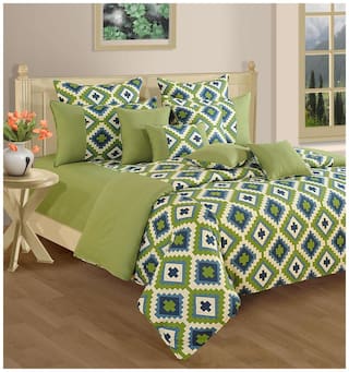 SWAYAM Green and Purple  Bed in a Bag Set of 4