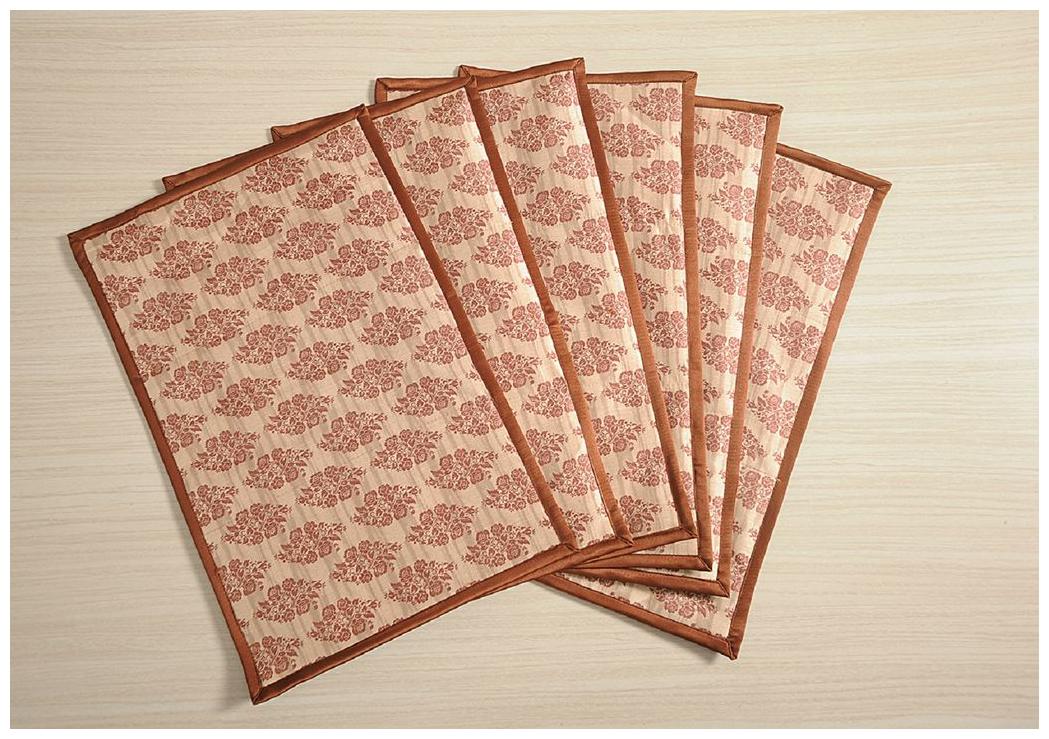 

SWAYAM Maroon Cream Colour Dinner Table Mat Set of 6 - 30 cm X 45 cm
