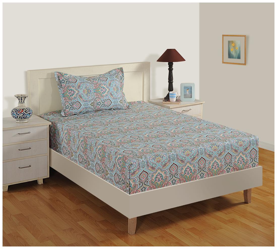 

Swayam Cotton Embroidered Single Size Bedsheet 144 TC ( 1 Bedsheet With 1 Pillow Covers Multi )