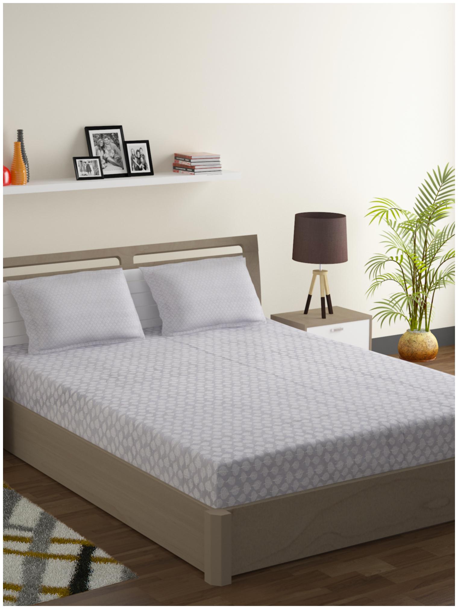 

Swayam Cotton Floral King Size Bedsheet 210 TC ( 1 Bedsheet With 2 Pillow Covers Grey )