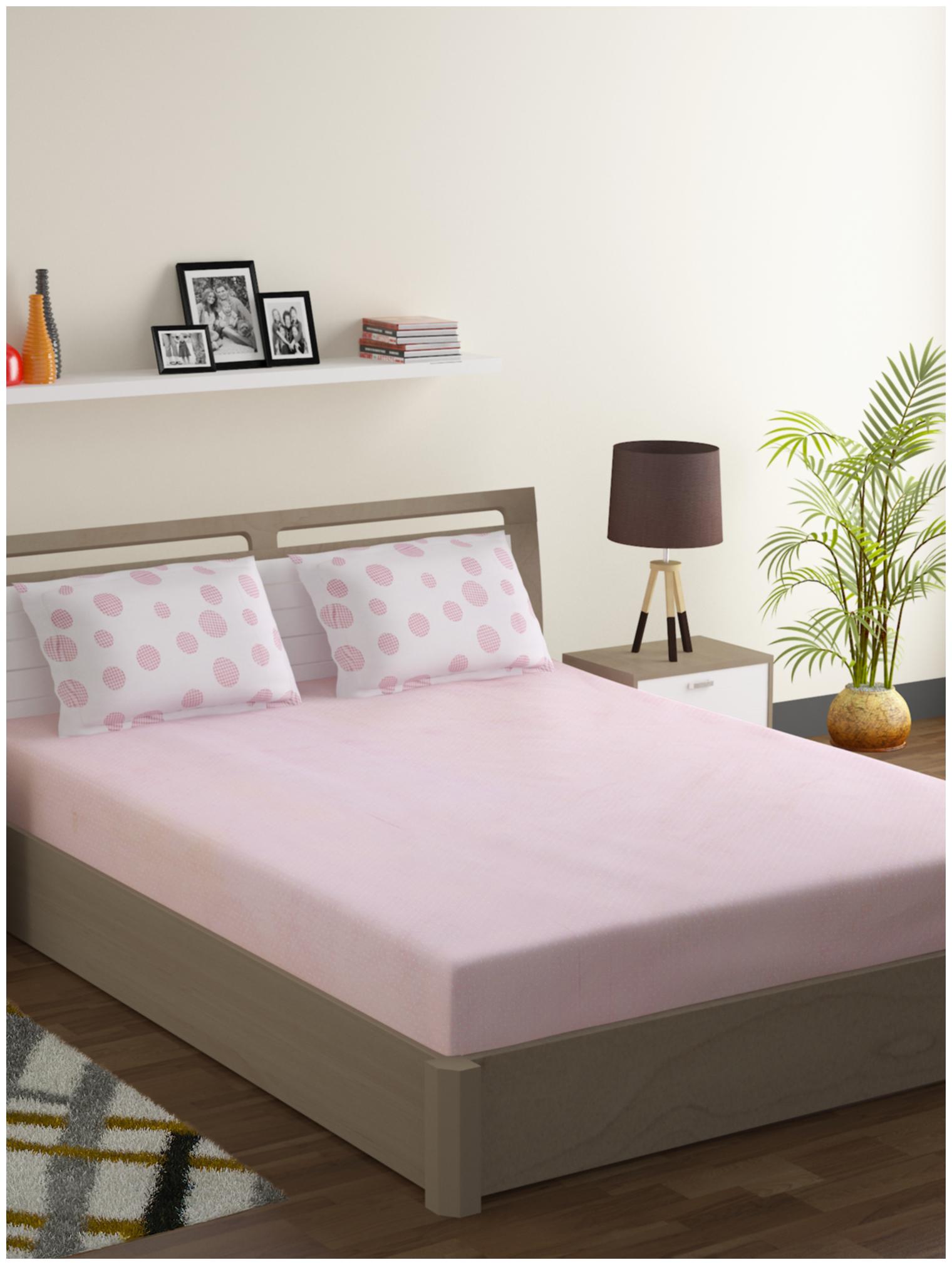 

Swayam Cotton Printed Double Size Bedsheet 210 TC ( 1 Bedsheet With 2 Pillow Covers Pink )