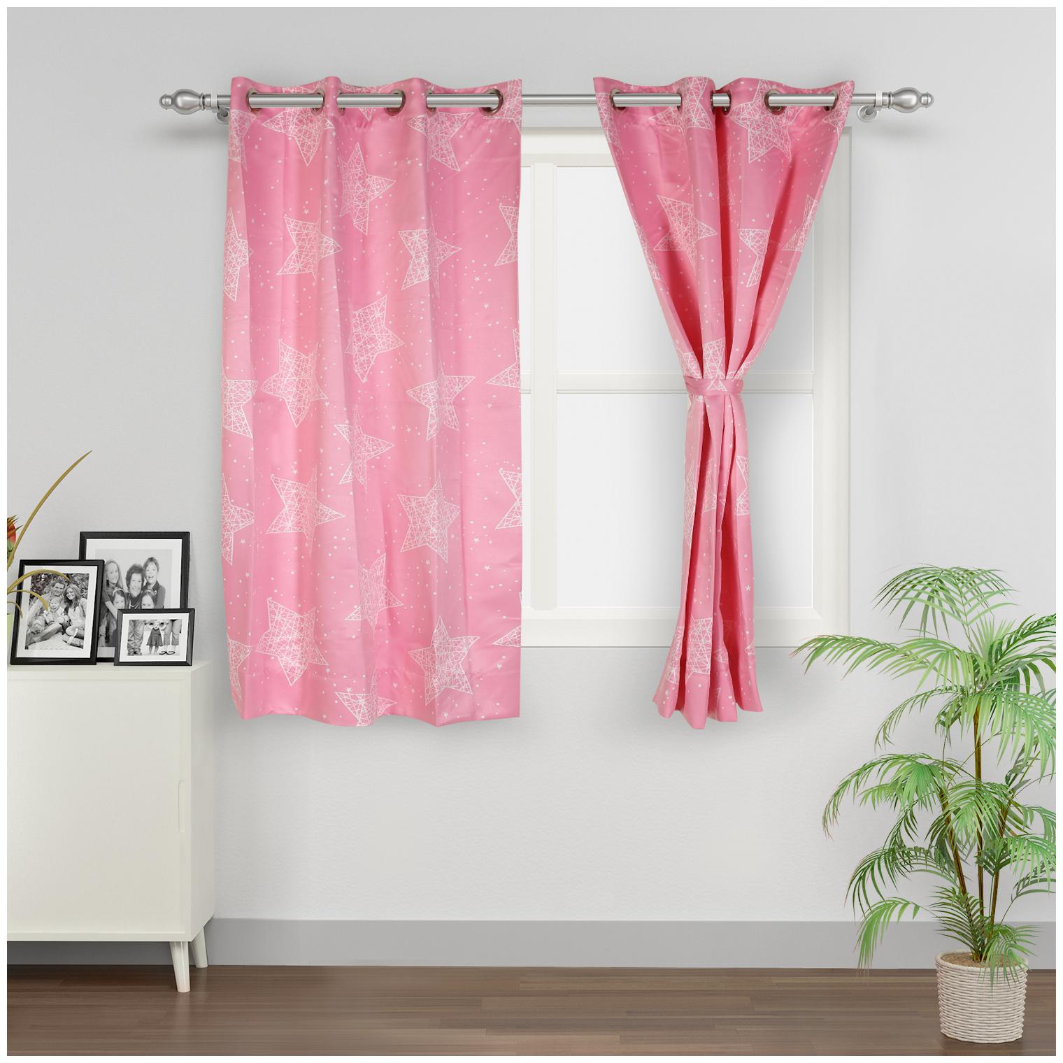 

Swayam Silk Window Blackout Pink Regular Curtain ( Eyelet Closure Printed )