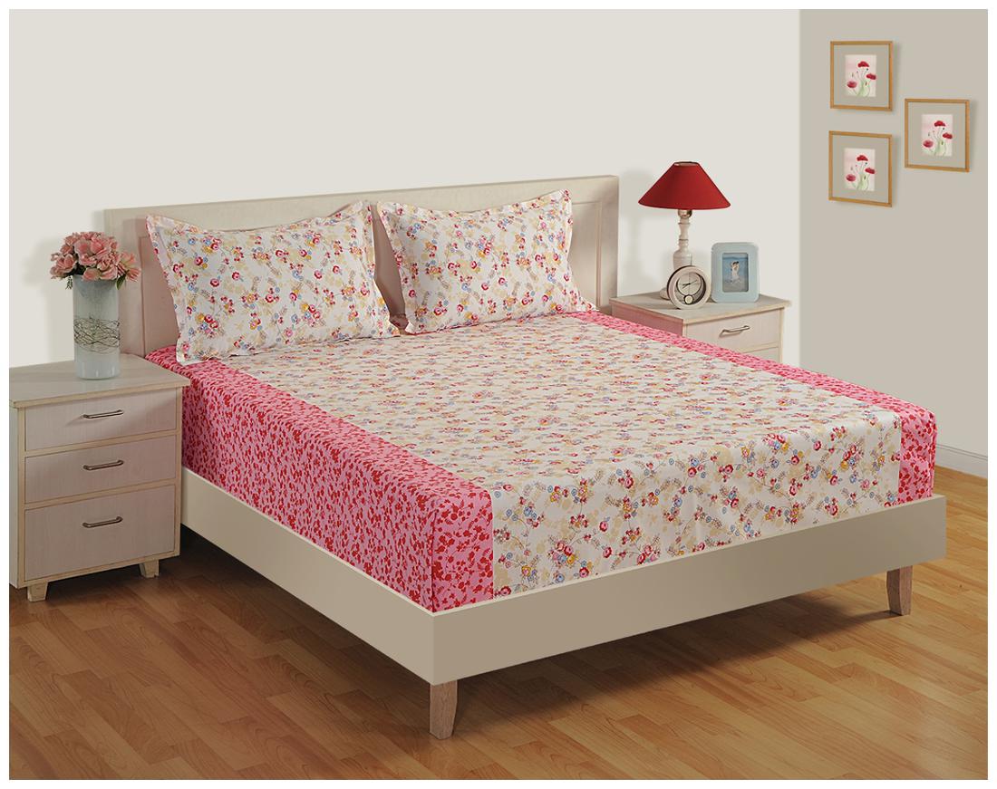 

Swayam Cotton Floral Double Size Bedsheet 180 TC ( 1 Bedsheet With 2 Pillow Covers Pink )