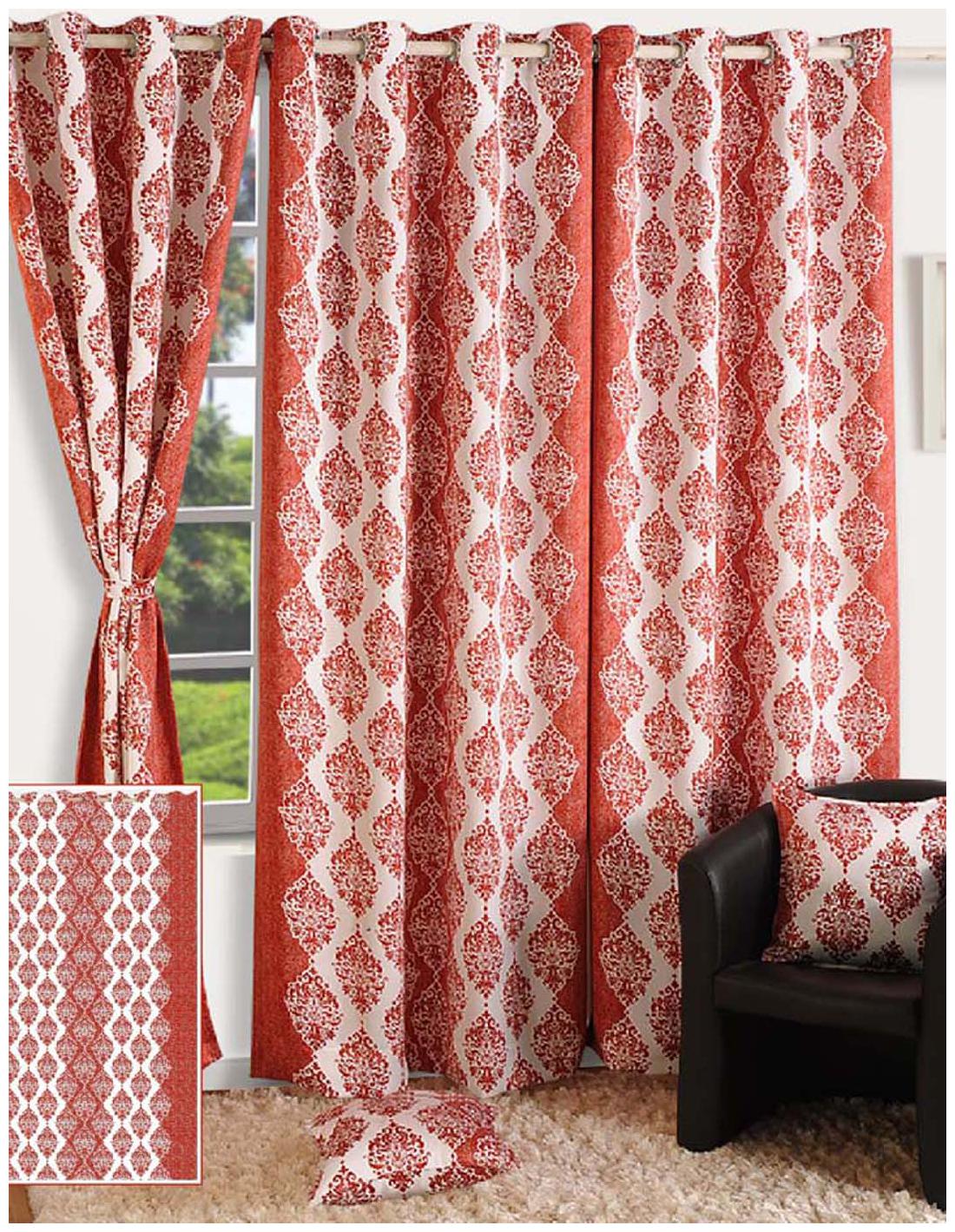 

Swayam Cotton Long Door Blackout Red Regular Curtain ( Eyelet Closure Motif )
