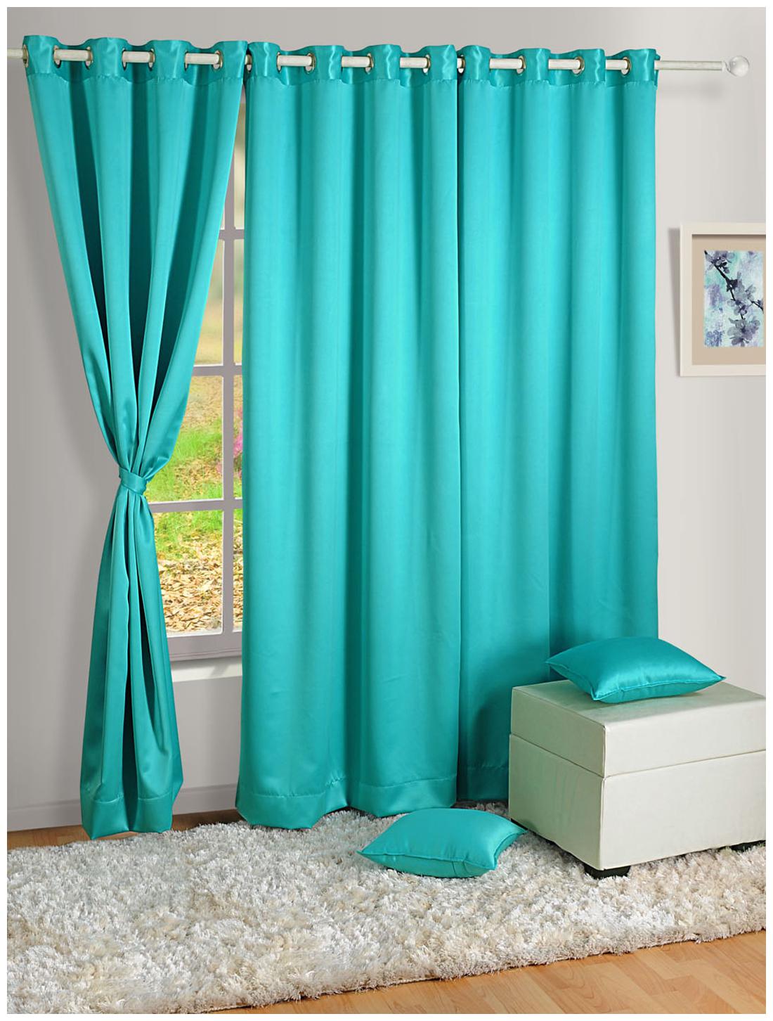 

Swayam Satin Window Blackout Blue Regular Curtain ( Eyelet Closure Floral )
