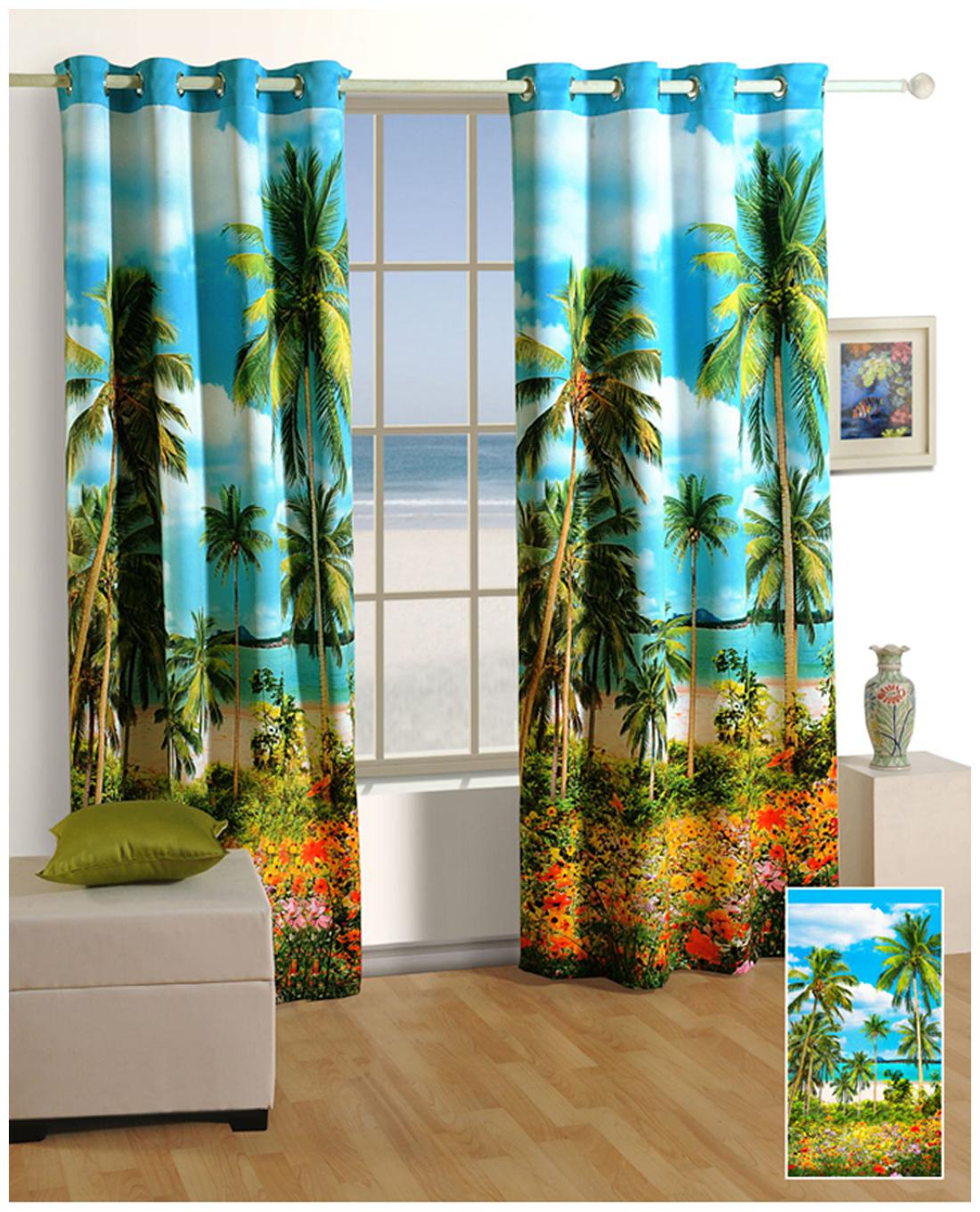 

Swayam Silk Door Blackout Multi Regular Curtain ( Eyelet Closure Floral )