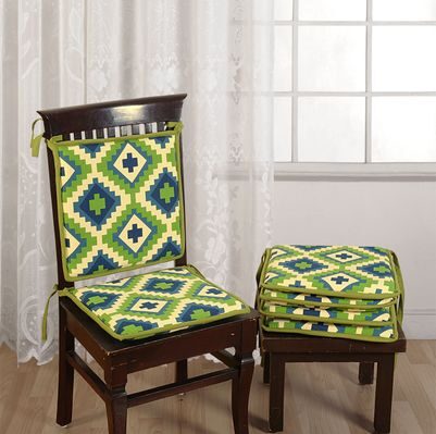 

Swayam Printed Chair Pads Standard Size with Loops (16x16) set of 4