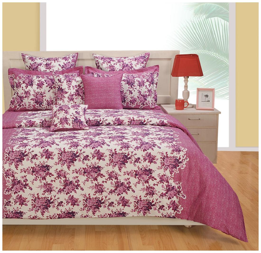 

Swayam Cotton Floral King Size Bedsheet 250 TC ( 1 Bedsheet With 2 Pillow Covers Purple )