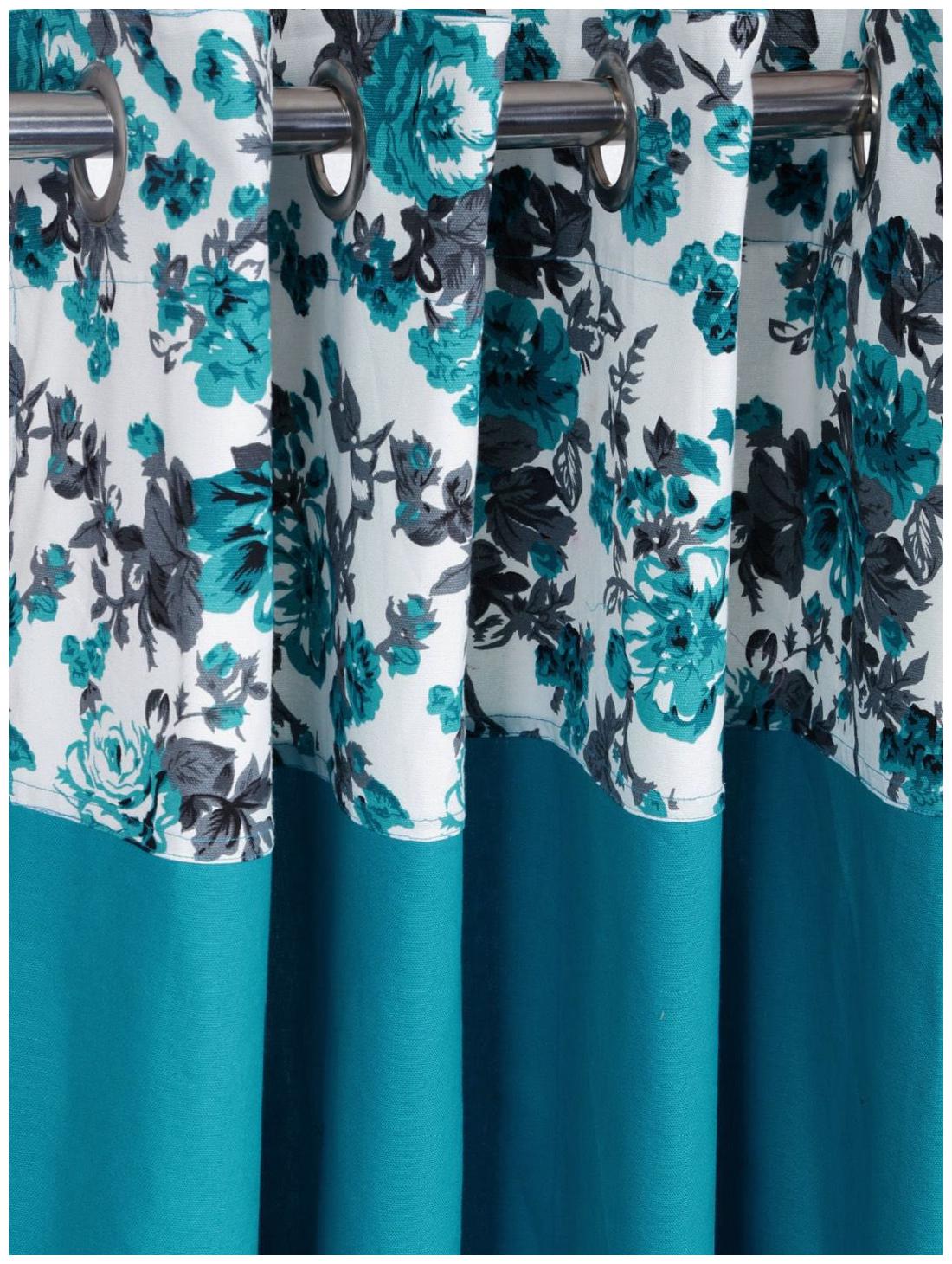

Swayam Silk Long Door Blackout Turquoise Regular Curtain ( Eyelet Closure Solid )