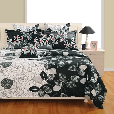 

Swayam Cotton Striped Single Size Bedsheet 144 TC ( 1 Bedsheet With 1 Pillow Covers Black )