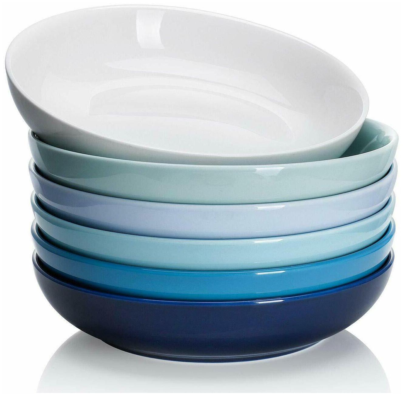 

Sweese 112 003 Porcelain Salad Pasta Bowls - 22 Ounce - Set of 6 Cool Assorted