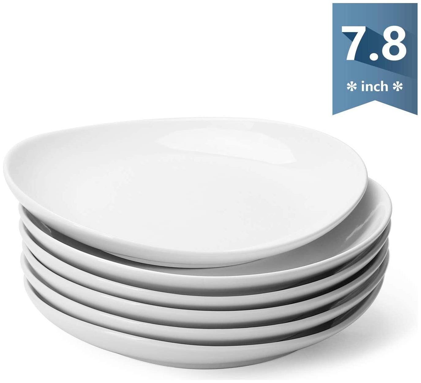 

Sweese 151 001 Porcelain Dessert Salad Plates - 7 8 Inch - Set of 6 White