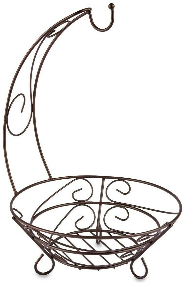 

Sweet Home Collection Scroll Design Bronze Fruit Basket with Brown