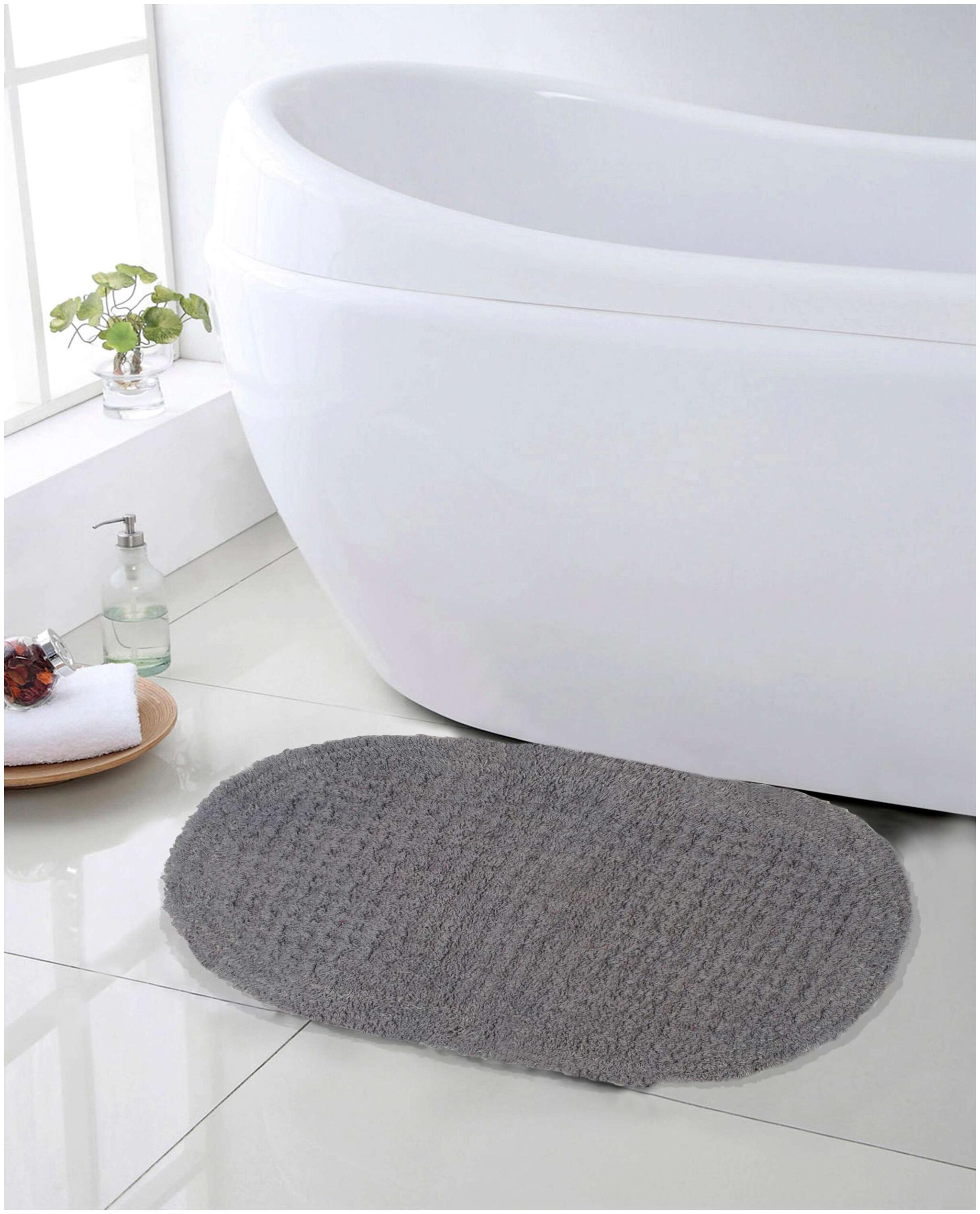 

SWHF Premium Cotton Anti Skid Bath Mat Grey 60X40 Cm