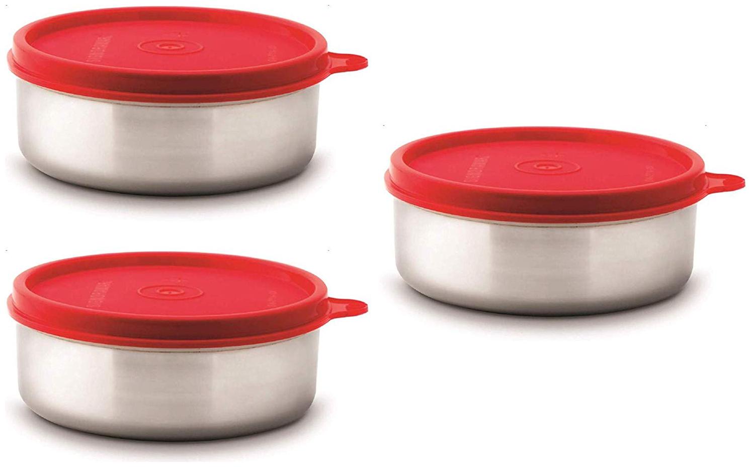 

SWHF Red 3 Containers Lunch box ( Set of 3 350 ml )