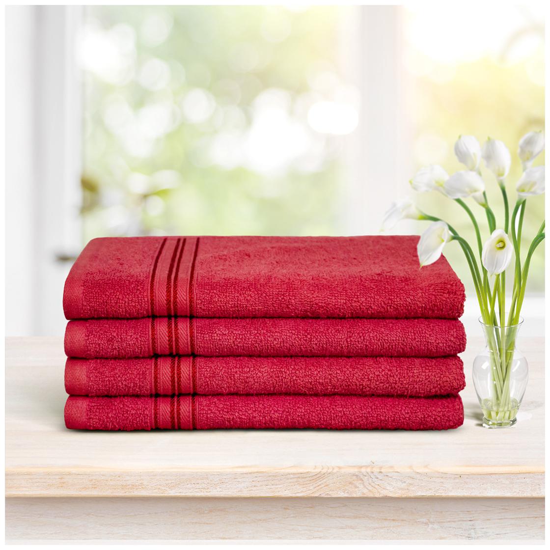 

Swiss Republic 480 GSM Cotton Hand Towel ( 4 Pieces Red )