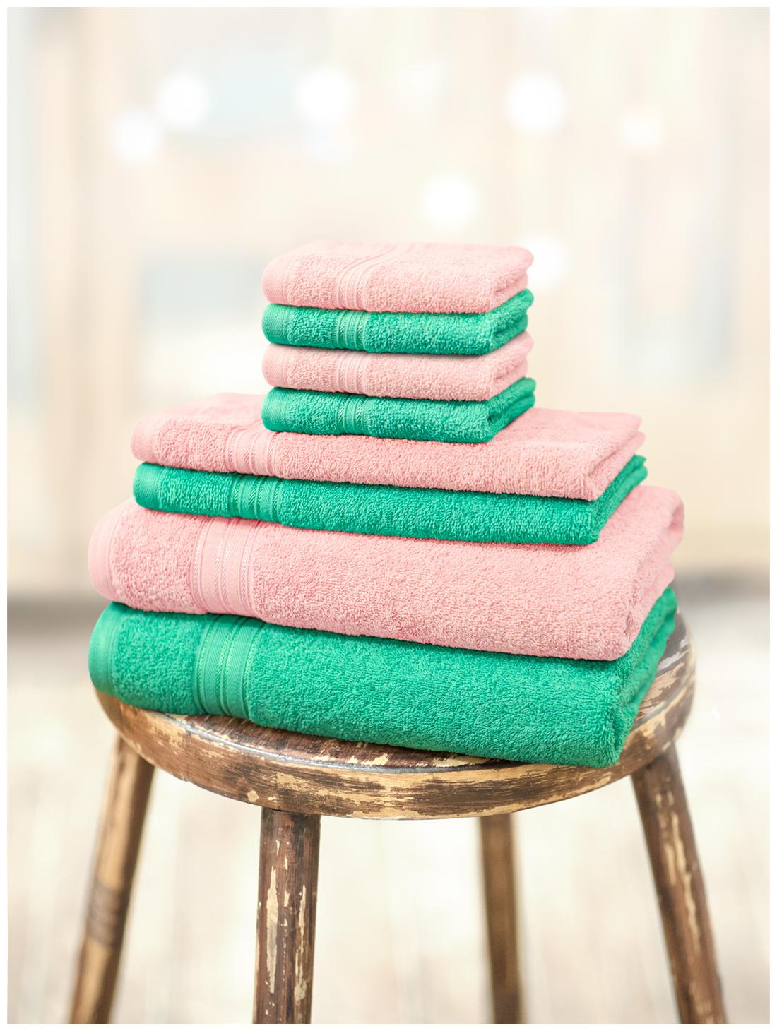 

Swiss Republic 480 GSM GSM Cotton Bath towel ( 8 pieces Green Pink )
