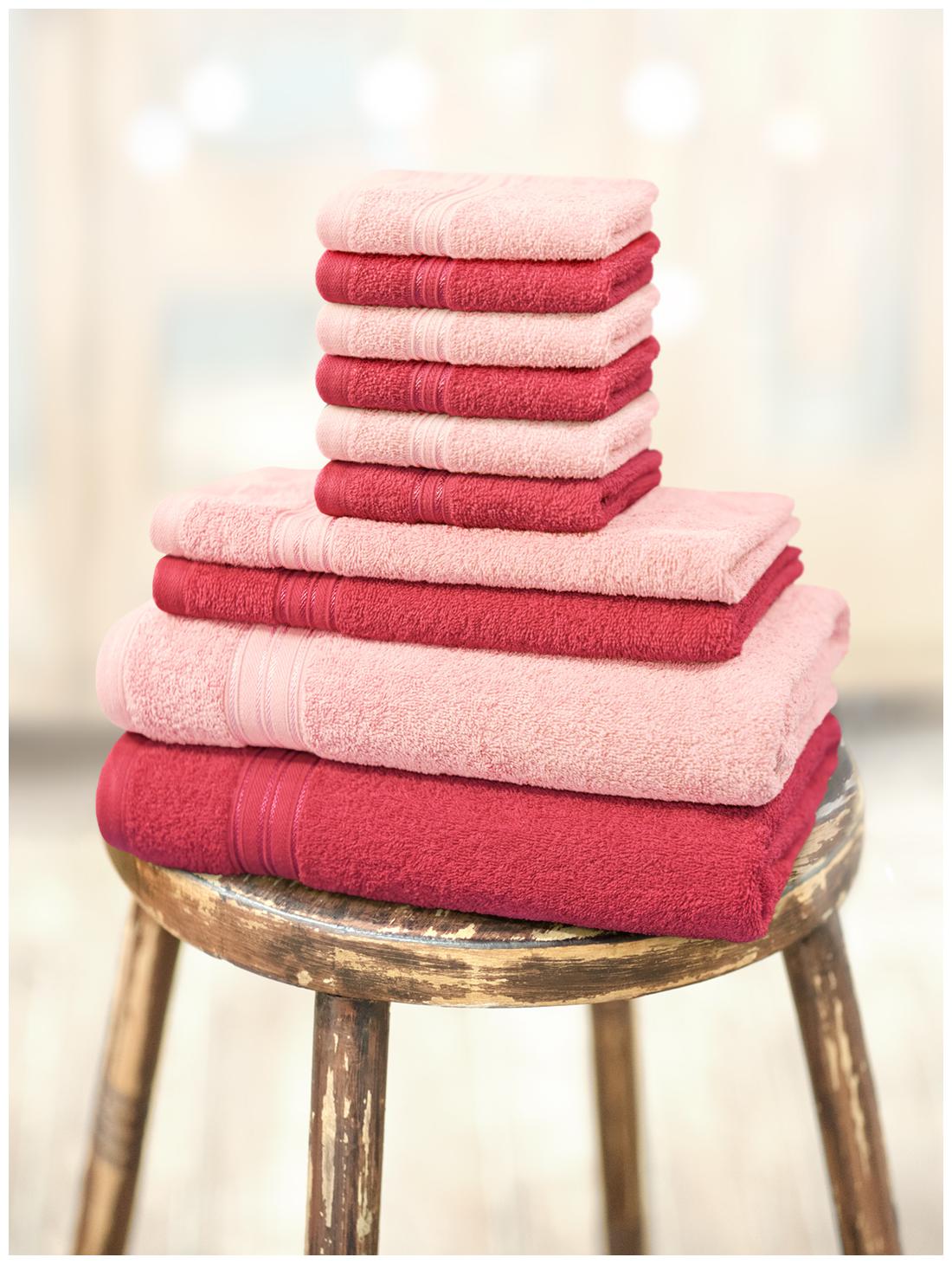 

Swiss Republic 480 GSM GSM Cotton Bath towel ( 10 pieces Red Pink )