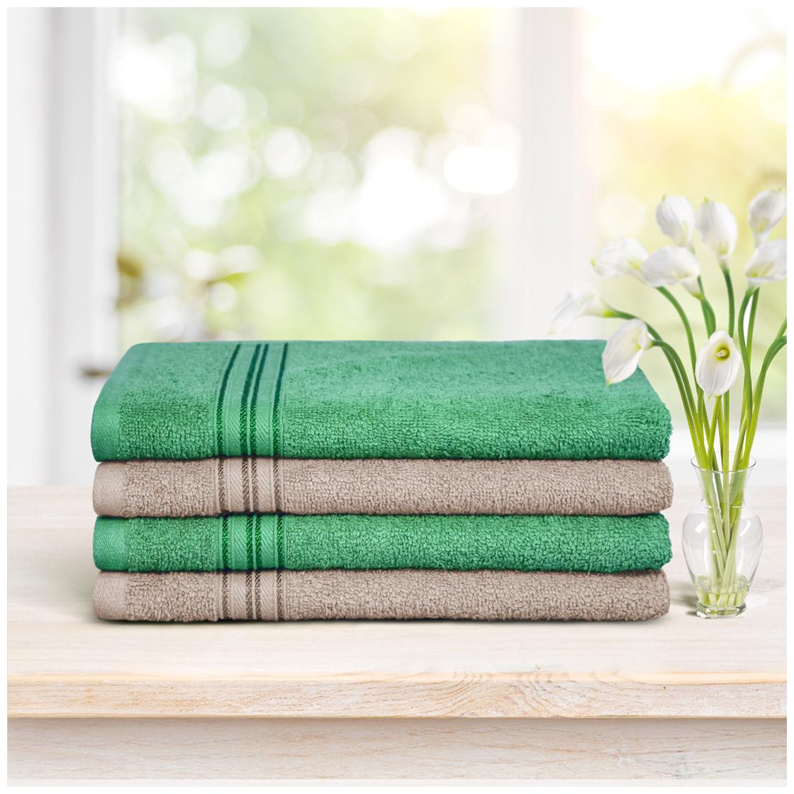 

Swiss Republic 480 GSM Cotton Hand towel ( 4 pieces Green Purple )