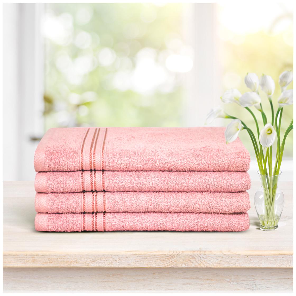 

Swiss Republic 480 GSM Cotton Hand towel ( 4 pieces Pink )